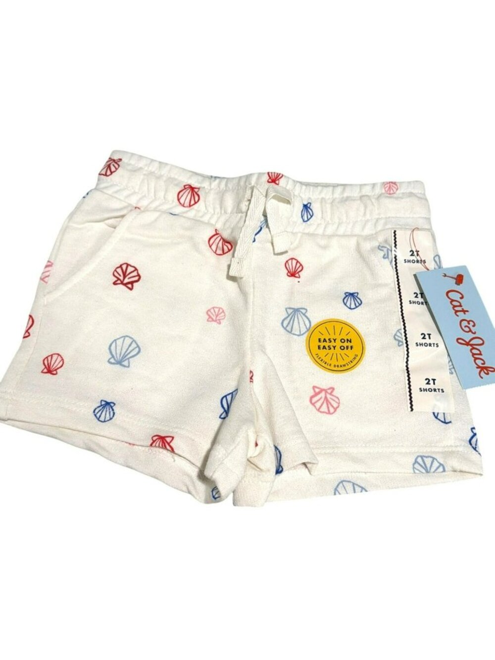Cat & Jack Toddler Girls White Seashell Print Shorts New